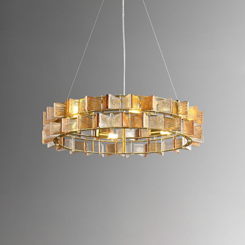 Modern Luxe Round Glass Iron Chandelier — Gold / 220V-240V For UK/AU
