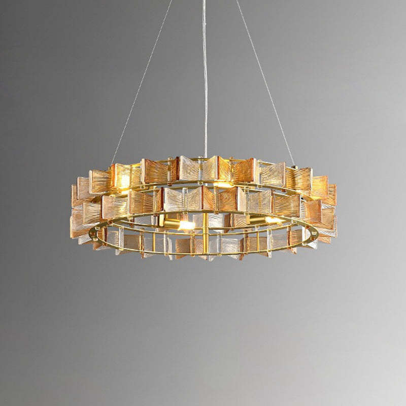Modern Luxe Round Glass Iron Chandelier — Gold / 220V-240V For UK/AU