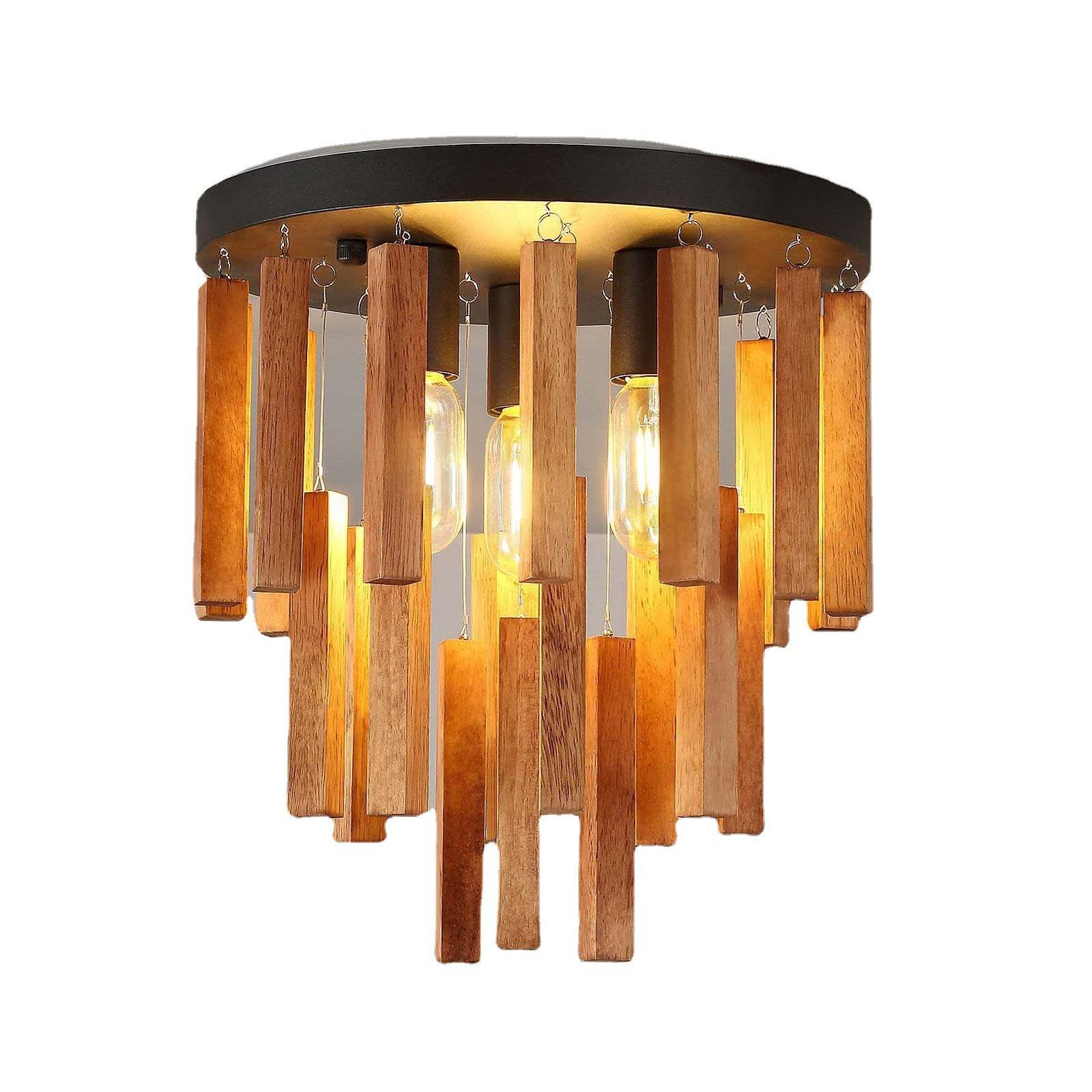 Traditional Rustic Wooden Stick Ceiling Light