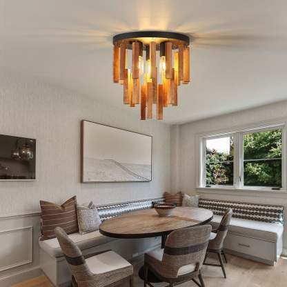 Traditional Rustic Wooden Stick Ceiling Light