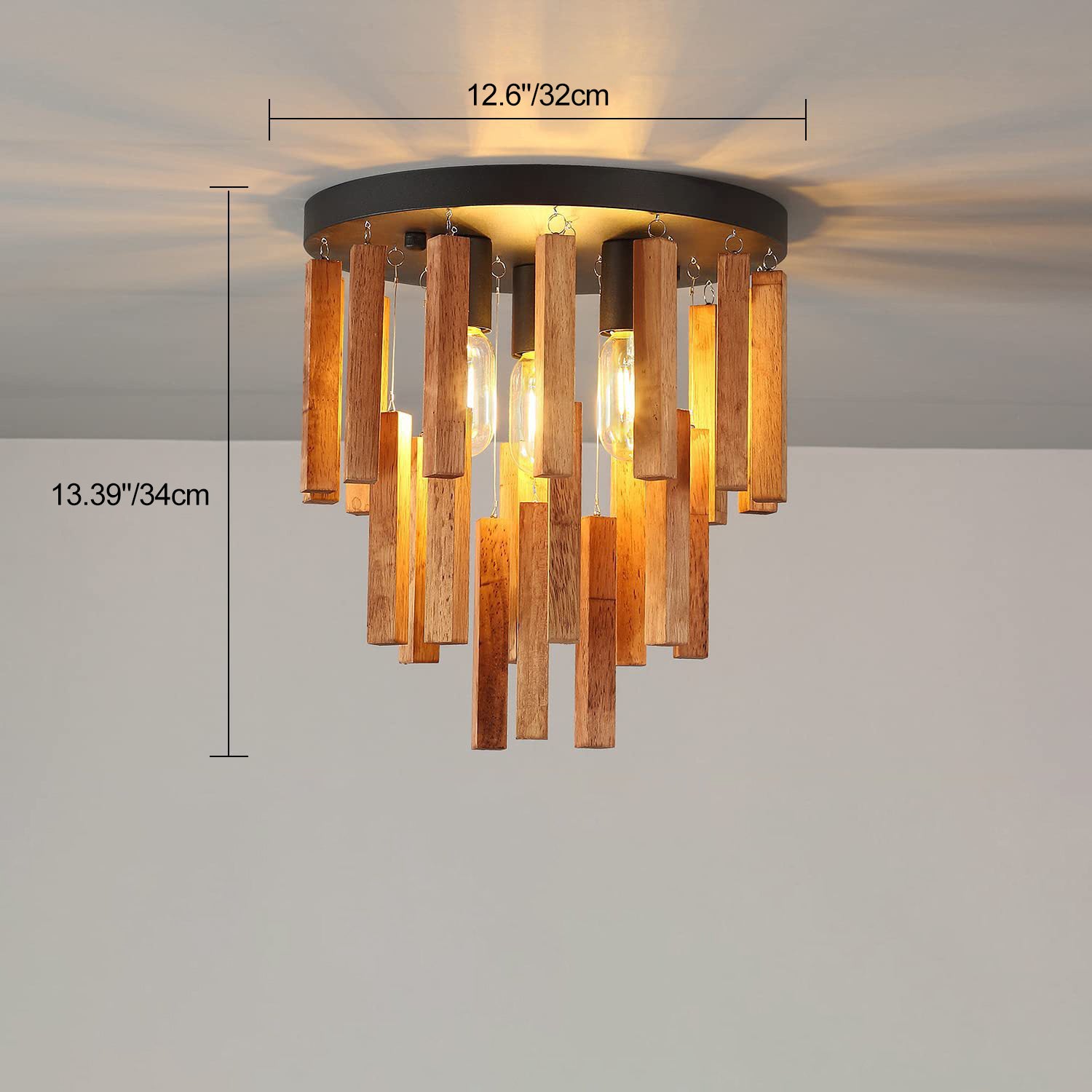 Traditional Rustic Wooden Stick Ceiling Light