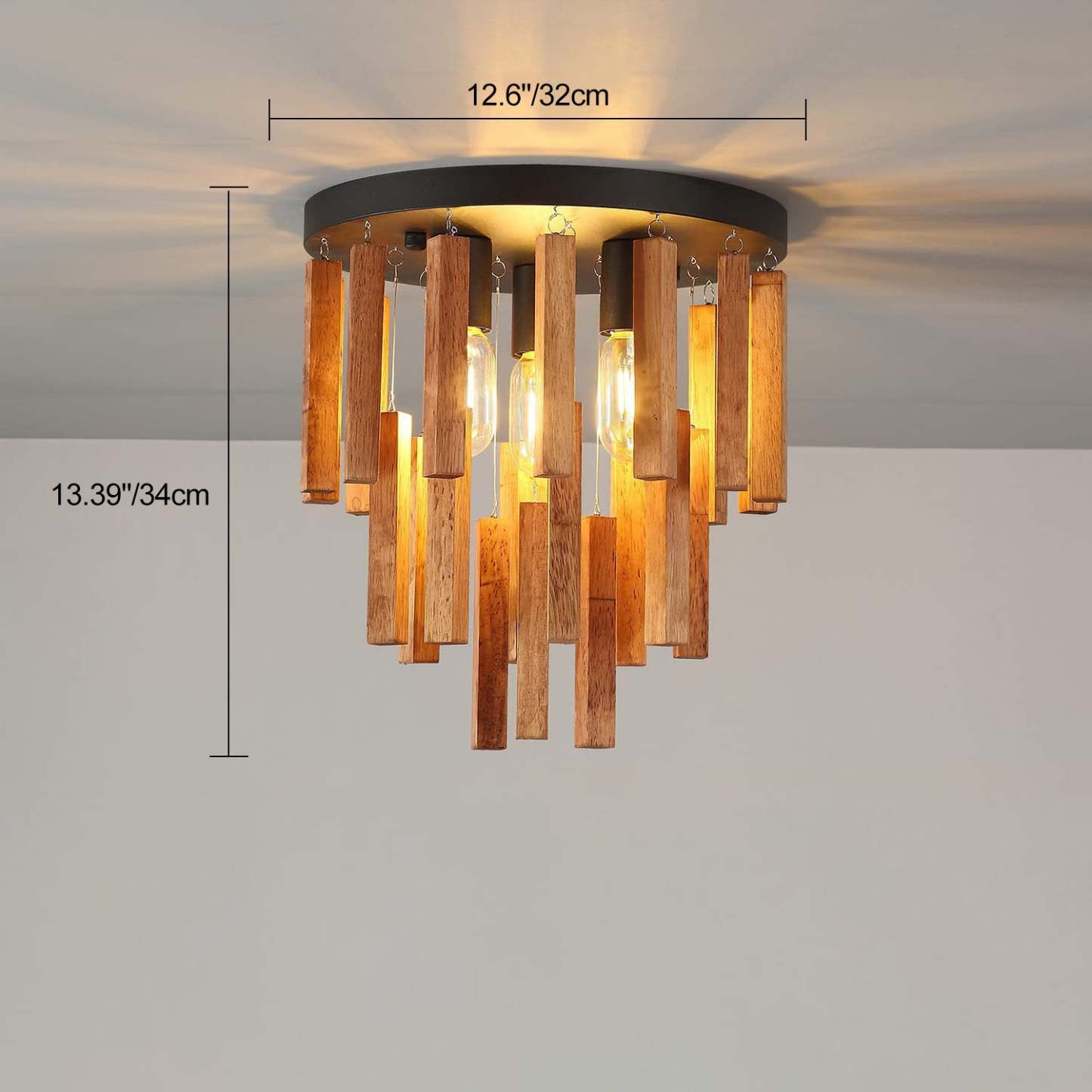 Traditional Rustic Wooden Stick Ceiling Light