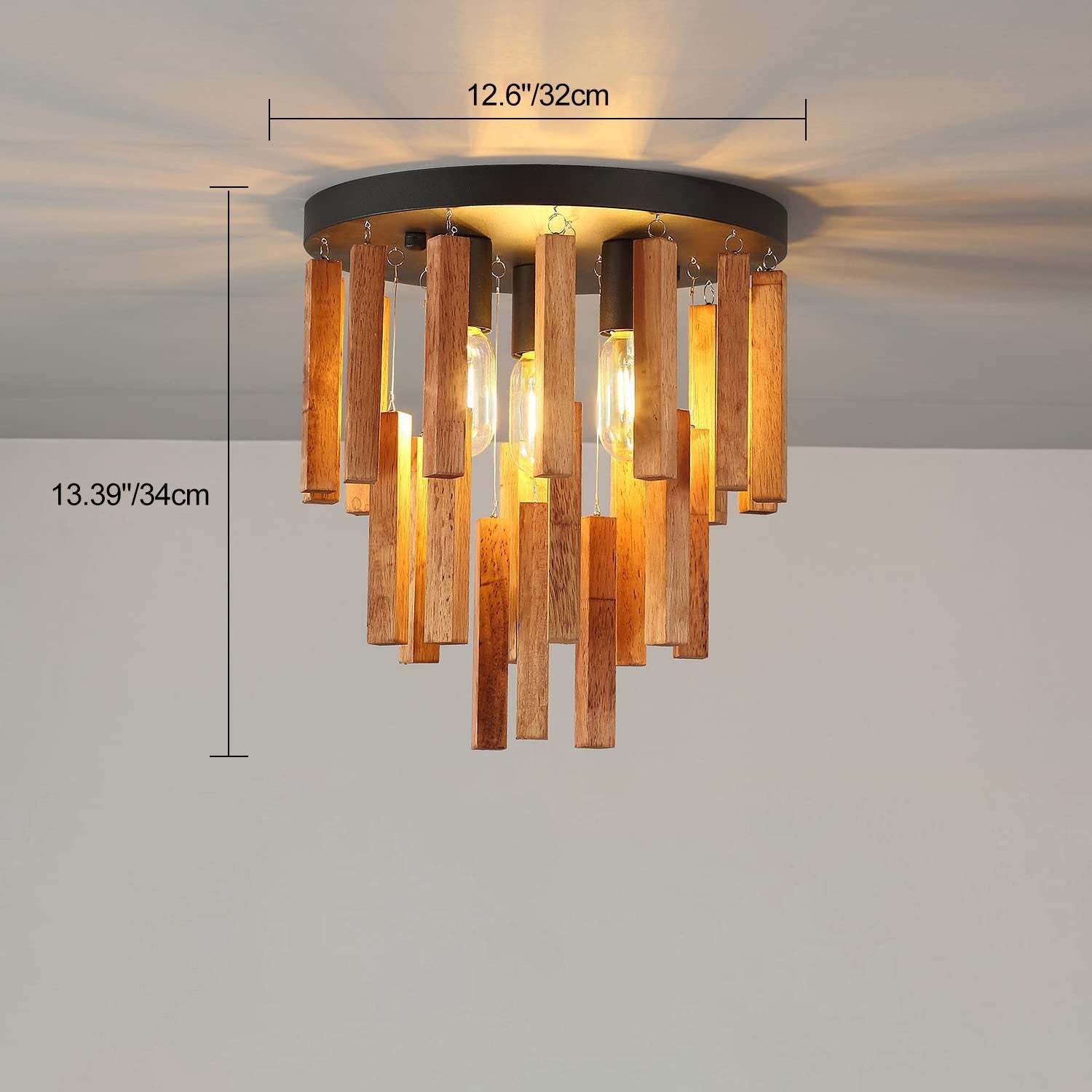 Traditional Rustic Wooden Stick Ceiling Light