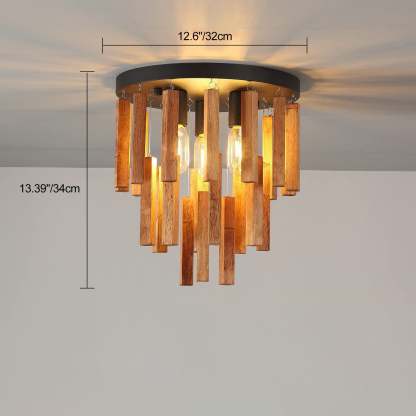 Traditional Rustic Wooden Stick Ceiling Light