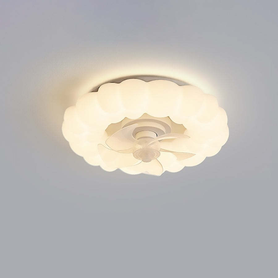 Nordic Cream Clouds LED Flush Ceiling Fan Light