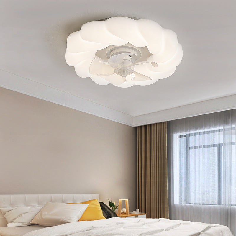 Nordic Cream Clouds LED Flush Ceiling Fan Light