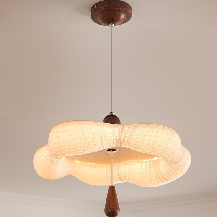 French Iron Fabric Corrugated Edge LED Chandelier
