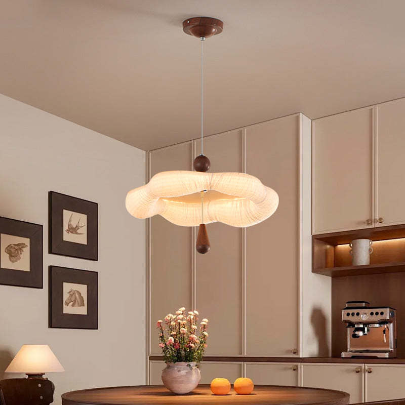 French Iron Fabric Corrugated Edge LED Chandelier