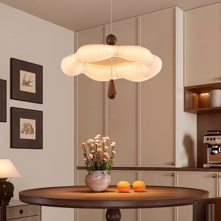 French Iron Fabric Corrugated Edge LED Chandelier