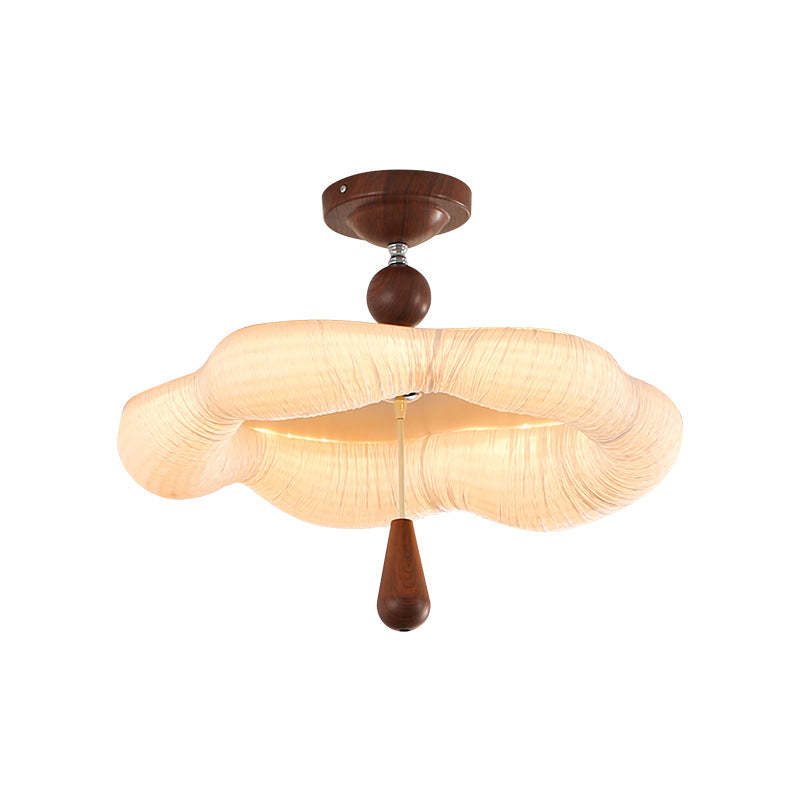 French Iron Fabric Corrugated LED Semi-Flush Ceiling Light