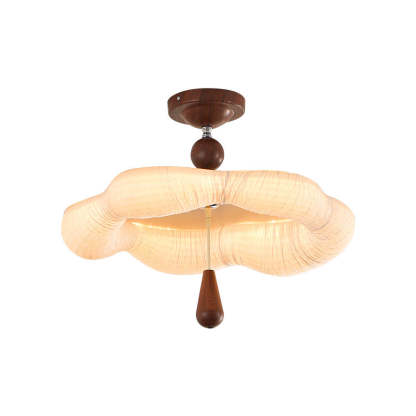French Iron Fabric Corrugated LED Semi-Flush Ceiling Light