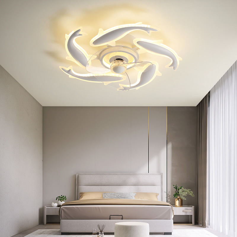 Goldfish Iron Acrylic Aluminum Ceiling Fan Light