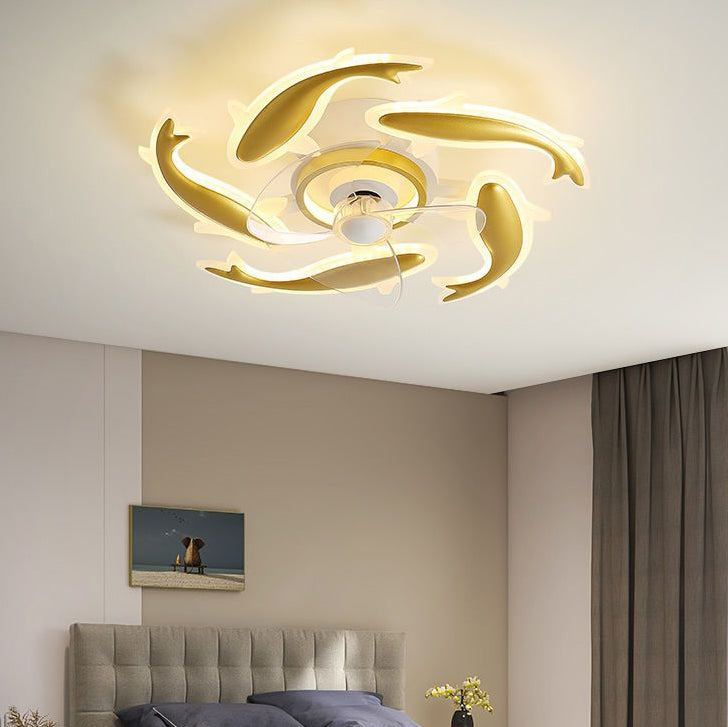 Goldfish acrylic ceiling fan light for living room — 220V-240V (UK/AU)