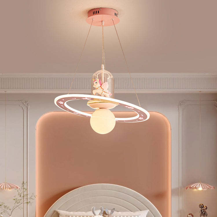 Kids Cartoon Unicorn Orb Acrylic Resin LED Chandelier