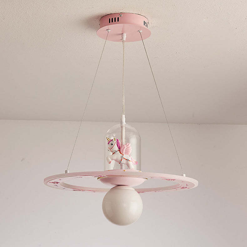 Kids Cartoon Unicorn Orb Acrylic Resin LED Chandelier