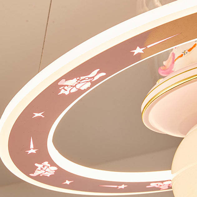Kids Cartoon Unicorn Orb Acrylic Resin LED Chandelier