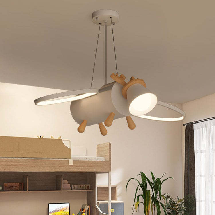Flying Deer Wings Kids Iron Wood Aluminum LED Chandelier