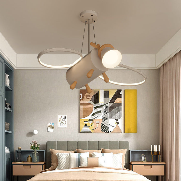 Flying Deer Wings Kids Iron Wood Aluminum LED Chandelier