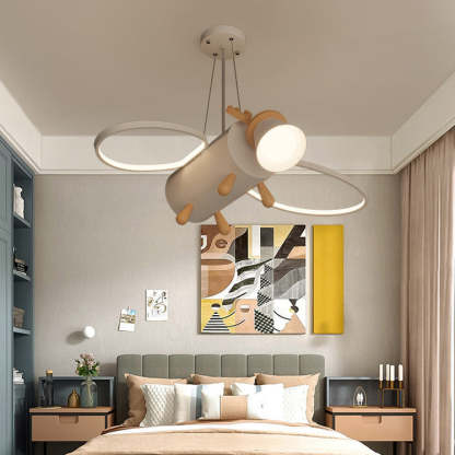 Flying Deer Wings Kids Iron Wood Aluminum LED Chandelier