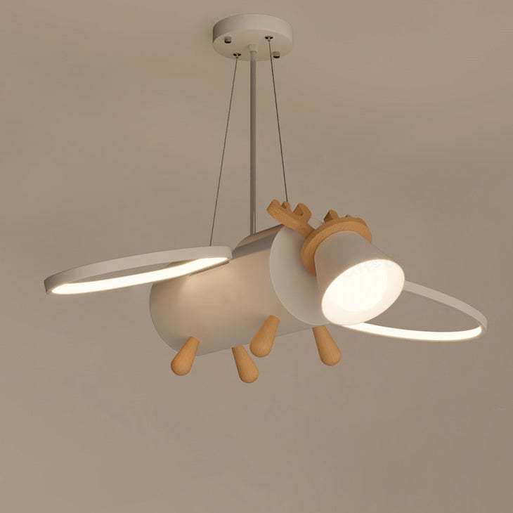 Flying Deer Wings Kids Iron Wood Aluminum LED Chandelier