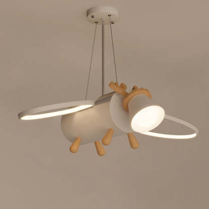 Flying Deer Wings Kids Iron Wood Aluminum LED Chandelier
