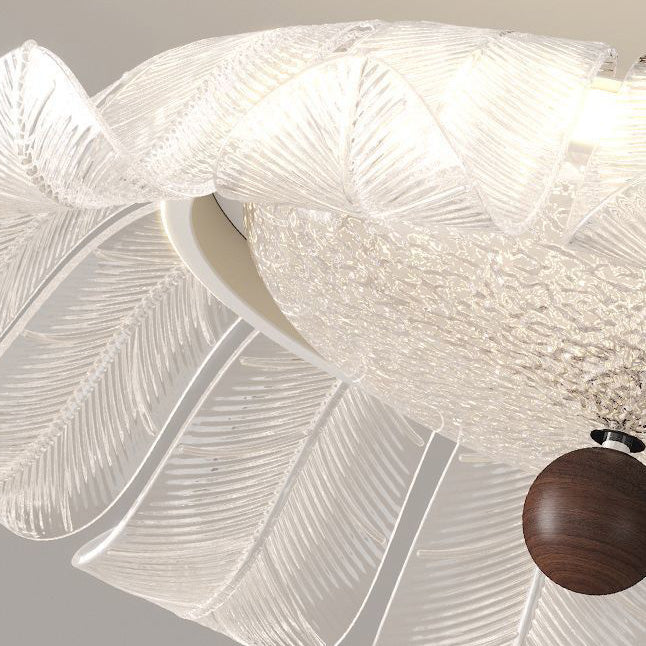 French Petal Iron Glass Acrylic Round LED Flush Mount Light