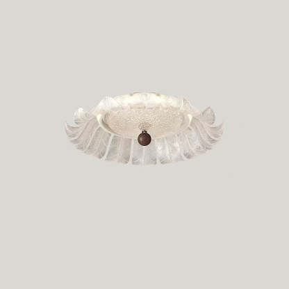 French Petal Iron Glass Acrylic Round LED Flush Mount Light