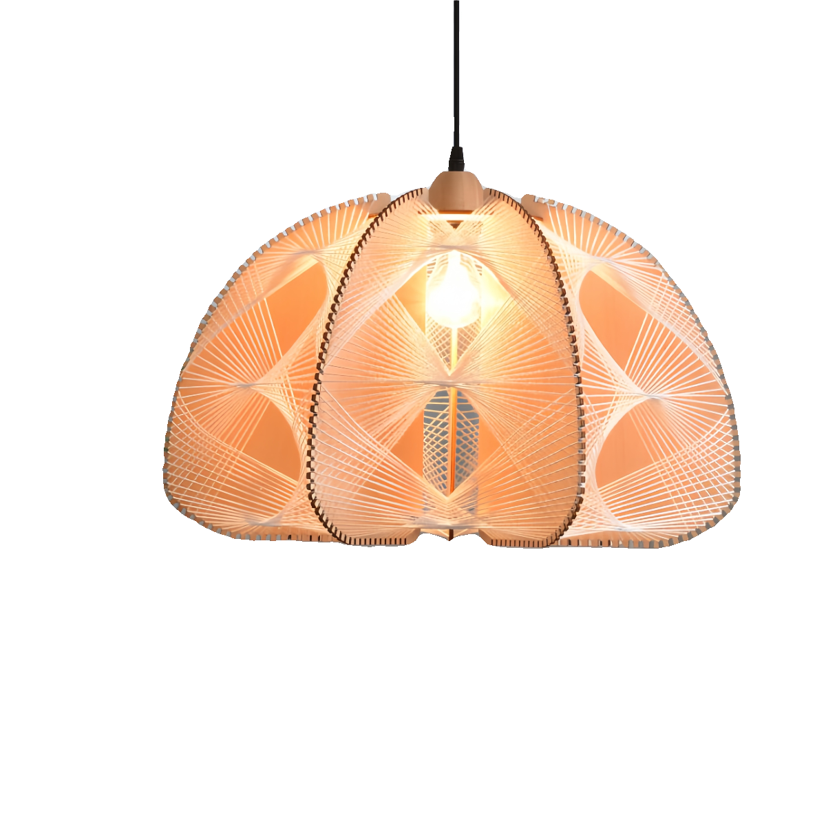 Japanese Dome Semicircle Hemp Rope Wood Chandelier