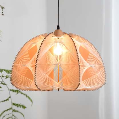 Japanese Dome Semicircle Hemp Rope Wood Chandelier