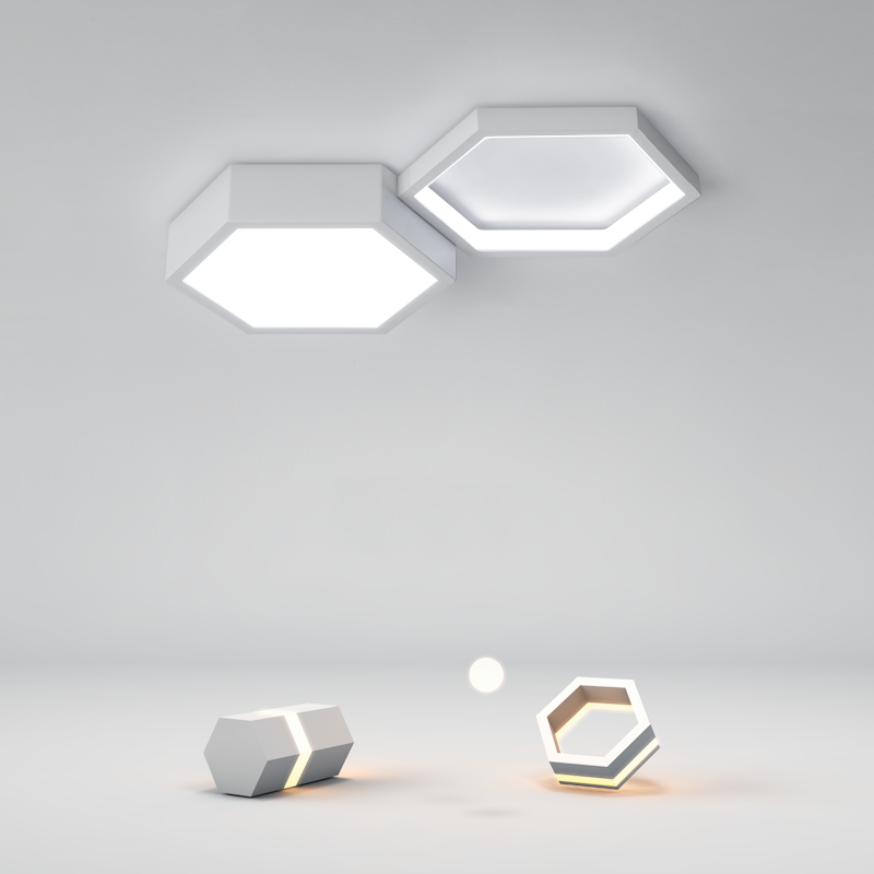 Hexagon Silicone Acrylic Aluminum Iron LED Flush Light