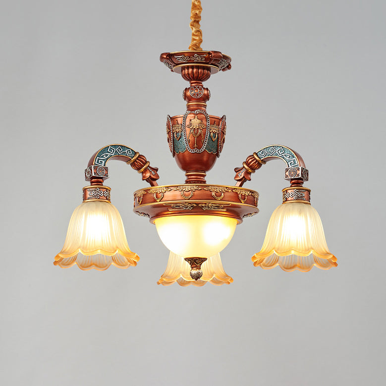 European Dome Flower Iron Resin Glass Chandelier