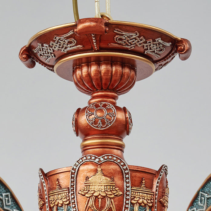 European Dome Flower Iron Resin Glass Chandelier — 8 / 220V-240V For UK/AU