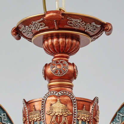 European Dome Flower Iron Resin Glass Chandelier — 8 / 220V-240V For UK/AU