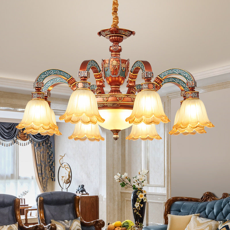 European Dome Flower Iron Resin Glass Chandelier — 5 / 110V-120V For US/CA
