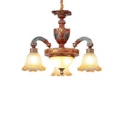 European Dome Flower Iron Resin Glass Chandelier