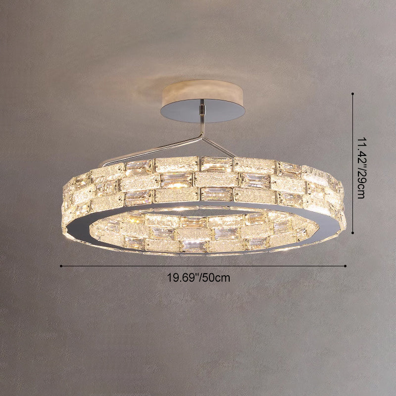 Modern Stitched Block Stainless Steel Crystal LED Chandelier — Infinitely Dimmable / 110V-120V For US/CA