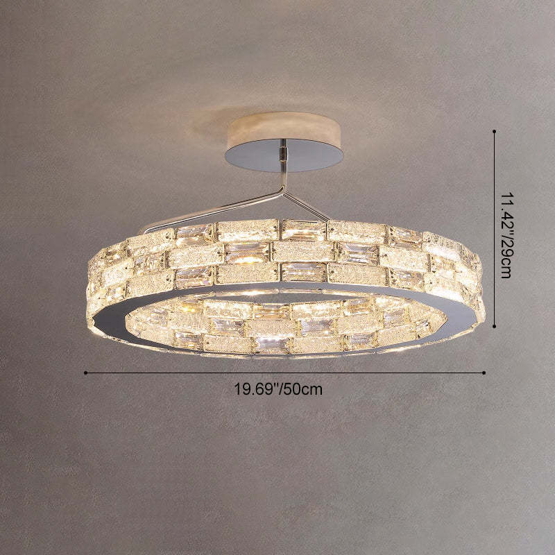 Modern Stitched Block Stainless Steel Crystal LED Chandelier — Infinitely Dimmable / 110V-120V For US/CA