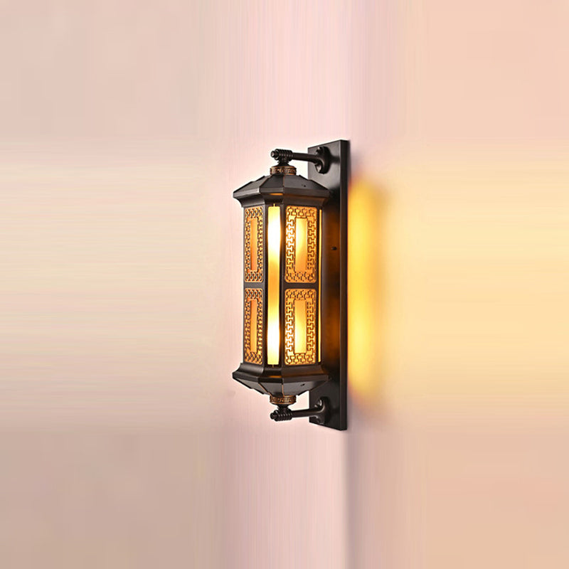 Chinese Lantern Aluminum Glass Outdoor Wall Sconce