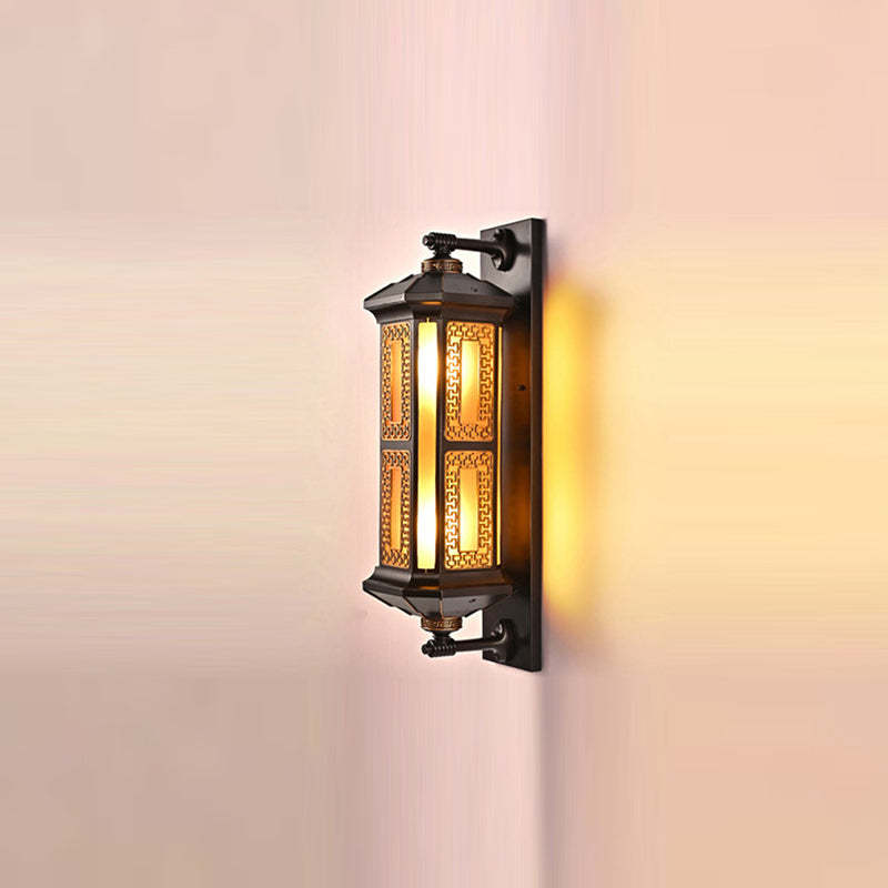 Chinese Lantern Aluminum Glass Outdoor Wall Sconce