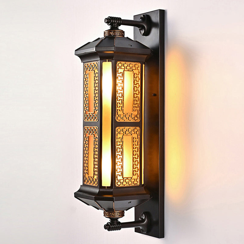 Chinese Lantern Aluminum Glass Outdoor Wall Sconce