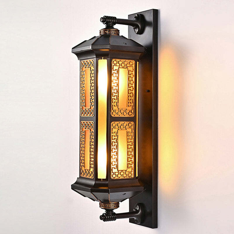 Chinese Lantern Aluminum Glass Outdoor Wall Sconce
