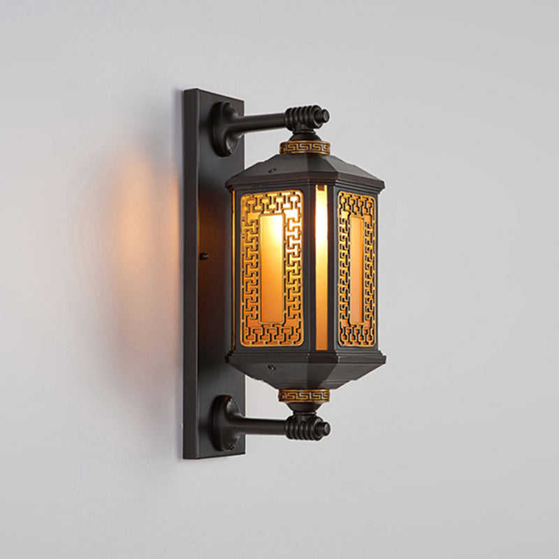 Chinese Lantern Aluminum Glass Outdoor Wall Sconce