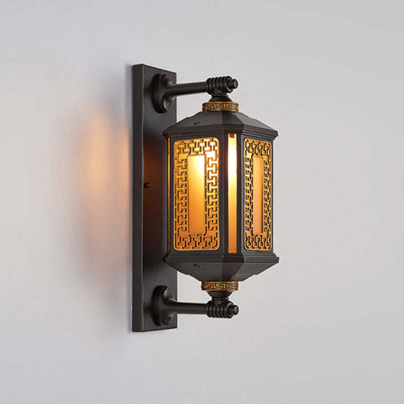 Chinese Lantern Aluminum Glass Outdoor Wall Sconce