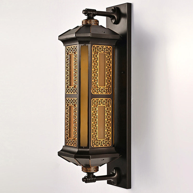 Chinese Lantern Aluminum Glass Outdoor Wall Sconce
