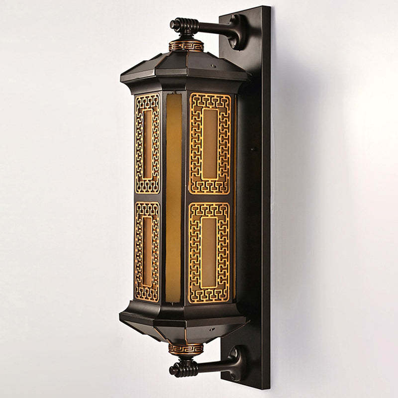 Chinese Lantern Aluminum Glass Outdoor Wall Sconce