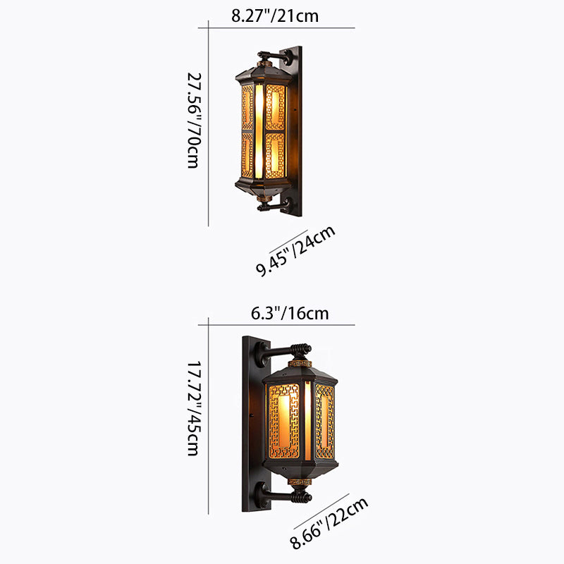 Chinese Lantern Aluminum Glass Outdoor Wall Sconce — 220V-240V For UK/AU