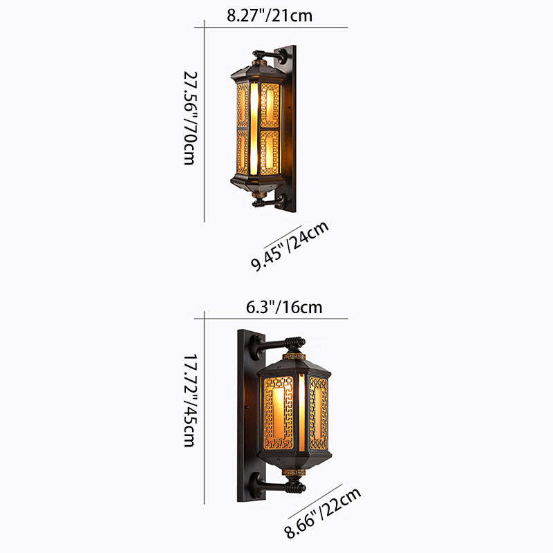 Chinese Lantern Aluminum Glass Outdoor Wall Sconce — 220V-240V For UK/AU
