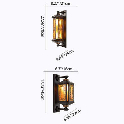 Chinese Lantern Aluminum Glass Outdoor Wall Sconce — 220V-240V For UK/AU