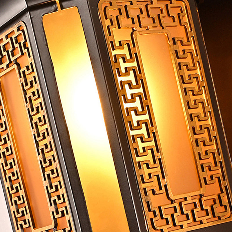 Chinese Lantern Aluminum Glass Outdoor Wall Sconce