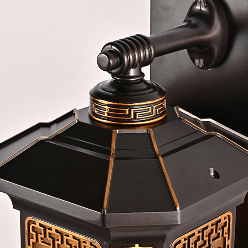 Chinese Lantern Aluminum Glass Outdoor Wall Sconce